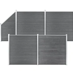 vidaXL Ensemble de clôture WPC 4 Carré + 1 Incliné 792 x 186 cm