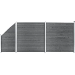 vidaXL Ensemble de clôture WPC 2 Carré + 1 Incliné 446 x 186 cm