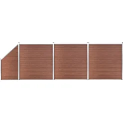 vidaXL Ensemble de clôture WPC 3 Carré + 1 Incliné 619 x 186 cm
