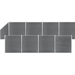 vidaXL Ensemble de clôture WPC 8 Carré + 1 Incliné 1484x186 cm