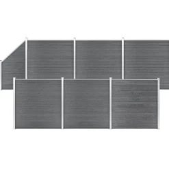 vidaXL Ensemble de clôture WPC 6 Carré + 1 Incliné 1138x186 cm