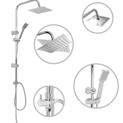 Plomberie-vidaXL Ensemble de douche à deux têtes avec douchette Acier inoxydable Argenté