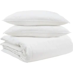 Linge-vidaXL Ensemble de Duvet avec oreiller 3 pcs Blanc Plume de canard
