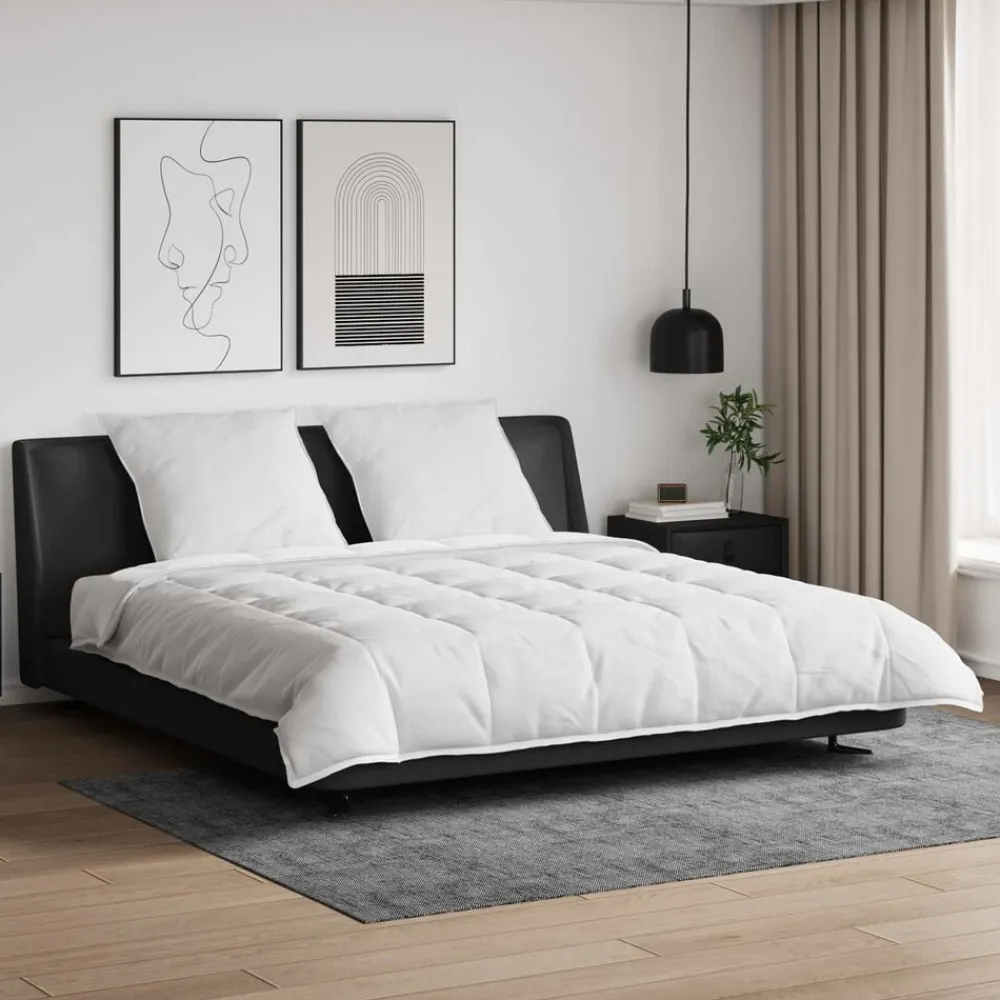 Linge-vidaXL Ensemble de Duvet avec oreiller 3 pcs Blanc Plume de canard