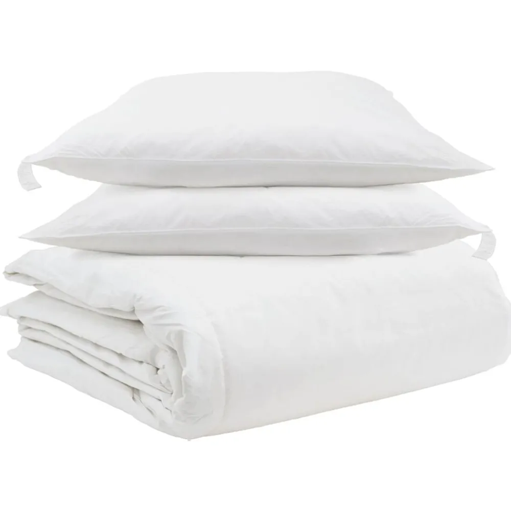 Linge-vidaXL Ensemble de Duvet avec oreiller 3 pcs Blanc Plume de canard