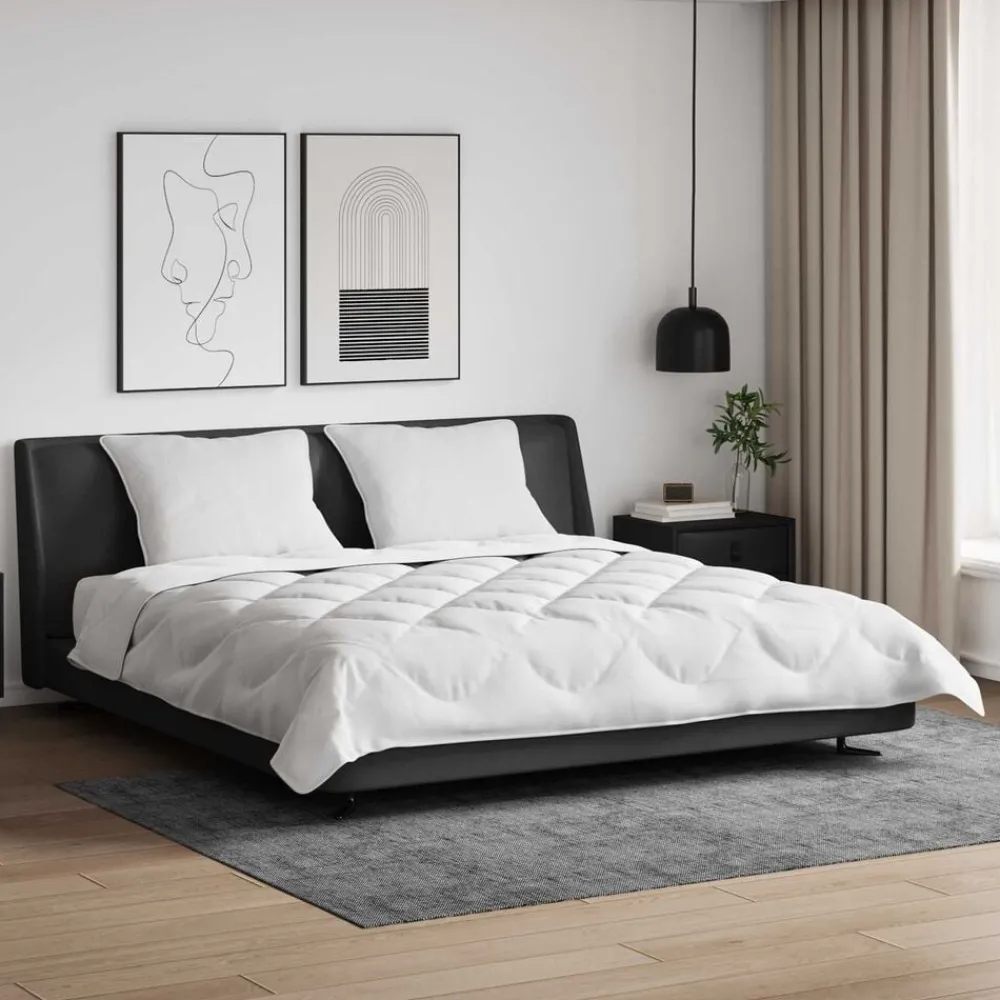Linge-vidaXL Ensemble de Duvet 3 pcs Blanc Microfibre et Plumes D'oie
