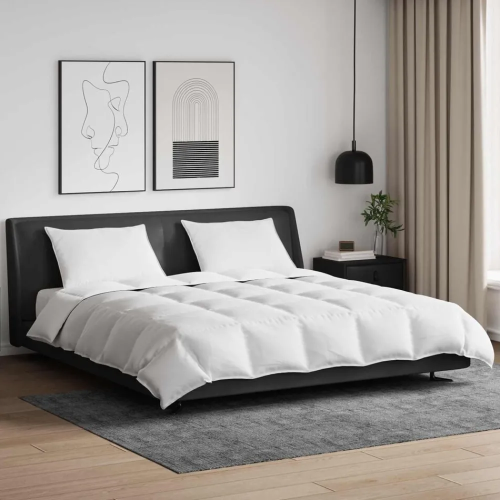 Linge-vidaXL Ensemble de Duvet avec oreiller 3 pcs Blanc Plume de canard