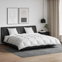 Linge-vidaXL Ensemble de Duvet avec oreiller 3 pcs Blanc Plume de canard