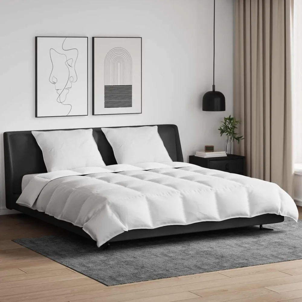 Linge-vidaXL Ensemble de Duvet avec oreiller 3 pcs Blanc Plume de canard