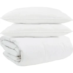 Linge-vidaXL Ensemble de Duvet avec oreiller 3 pcs Blanc Plume de canard
