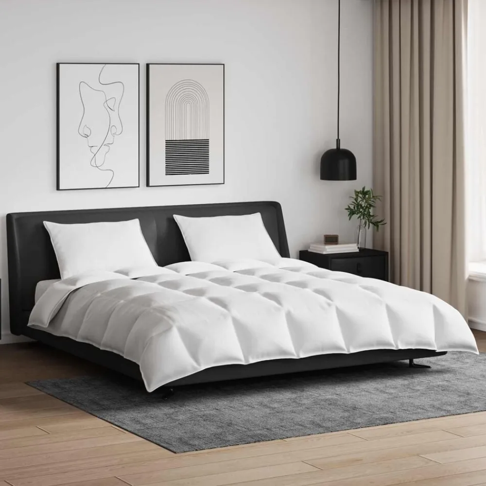 Linge-vidaXL Ensemble de Duvet avec oreiller 3 pcs Blanc Plume de canard