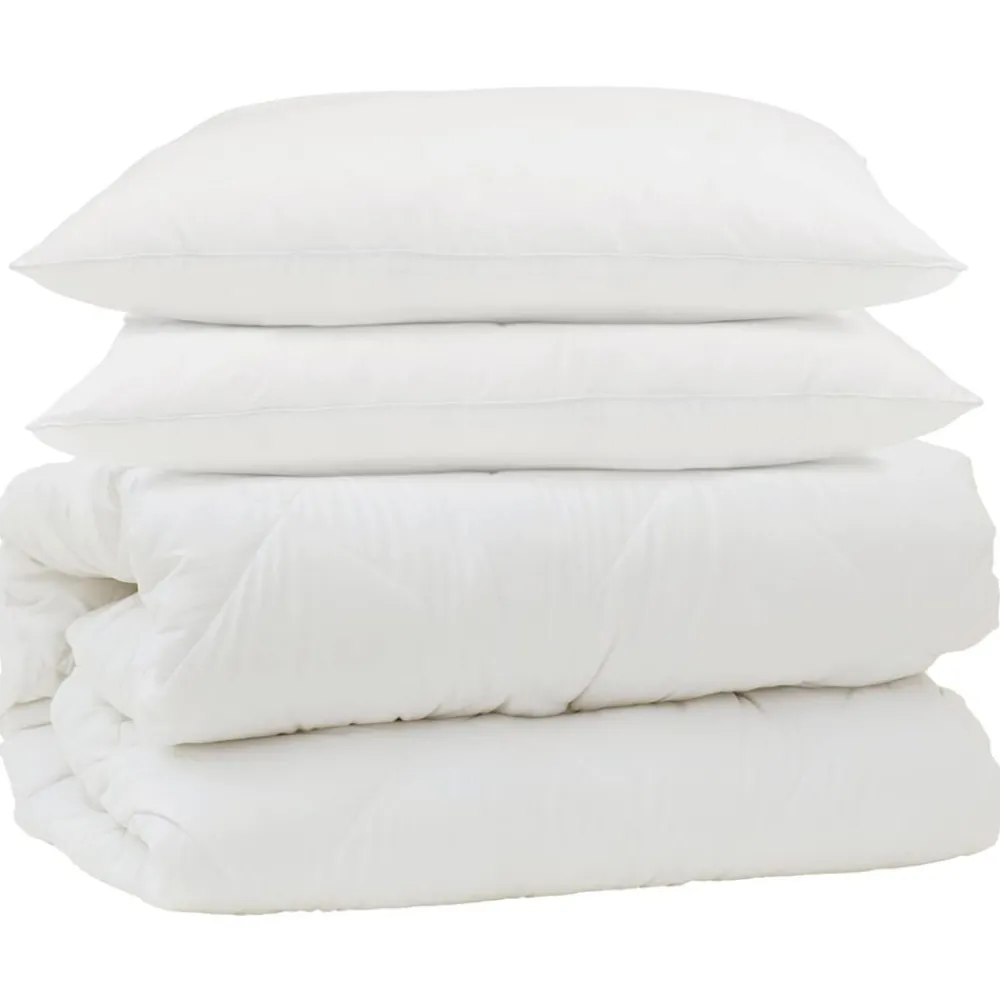 vidaXL Ensemble de Duvet 3 pcs Blanc Microfibre et Plumes D'oie