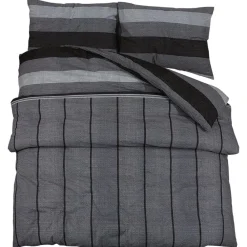 Linge-vidaXL Ensemble de housse de couette 140x200 cm Coton Gris foncé