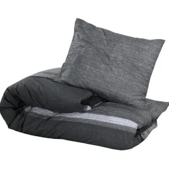 Linge-vidaXL Ensemble de housse de couette gris foncé 140x200 cm Coton Gris foncé et noir