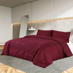 vidaXL Ensemble de housse de couette Bordeaux 140x200 cm Coton