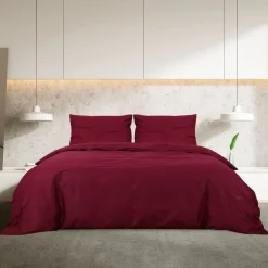 vidaXL Ensemble de housse de couette Bordeaux 140x200 cm Coton