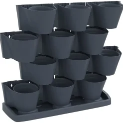 Pelouses & Jardins-vidaXL Ensemble de jardinières verticales 12 pcs Anthracite PP