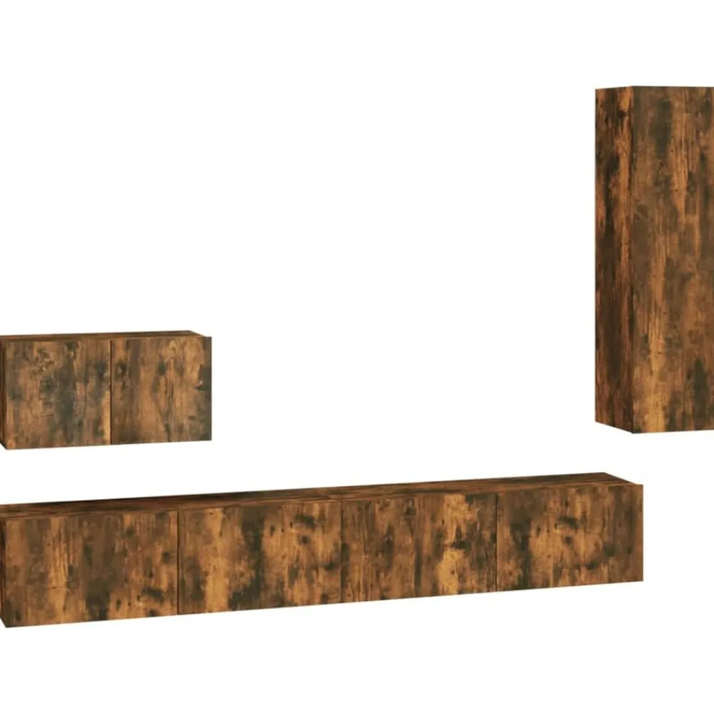 vidaXL Ensemble de meubles TV 4 pcs Chêne fumé Bois d'ingénierie