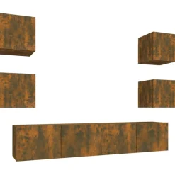 Meubles Tv-vidaXL Ensemble de meubles TV 6 pcs Chêne fumé Bois d'ingénierie Chêne fumé