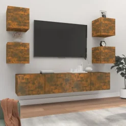 Meubles Tv-vidaXL Ensemble de meubles TV 6 pcs Chêne fumé Bois d'ingénierie Ch&ecirc;ne fumé