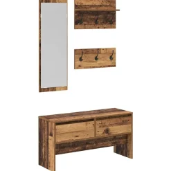 Bancs-vidaXL Ensemble de meubles d'entrée avec tiroir 4 pcs Bois ancien ch&ecirc;ne artisanal