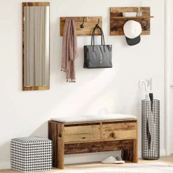 Bancs-vidaXL Ensemble de meubles d'entrée avec tiroir 4 pcs Bois ancien ch&ecirc;ne artisanal