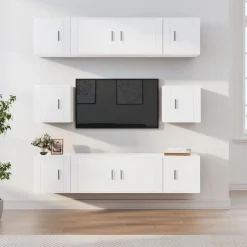 Meubles Tv-vidaXL Ensemble de meubles TV 8 pcs Bois d'ingénierie Blanc