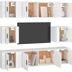 Meubles Tv-vidaXL Ensemble de meubles TV 8 pcs Bois d'ingénierie Blanc