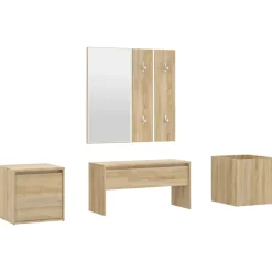 Bancs-vidaXL Ensemble de meubles de couloir Chêne Sonoma Bois d'ingénierie Ch&ecirc;ne sonoma