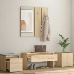 Bancs-vidaXL Ensemble de meubles de couloir Chêne Sonoma Bois d'ingénierie Ch&ecirc;ne sonoma