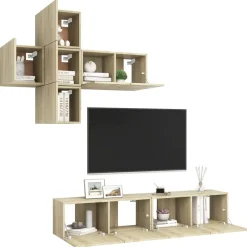 Meubles Tv-vidaXL Ensemble de meubles TV 7 pcs Chêne sonoma Bois d'ingénierie Ch&ecirc;ne sonoma
