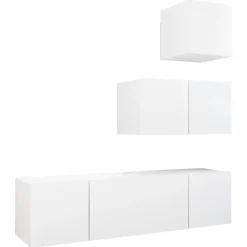 Meubles Tv-vidaXL Ensemble de meubles TV 4 pcs Bois d'ingénierie Blanc
