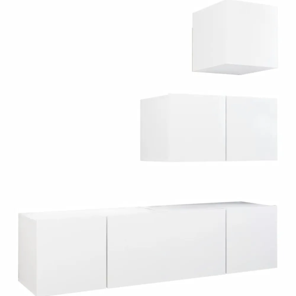 Meubles Tv-vidaXL Ensemble de meubles TV 4 pcs Bois d'ingénierie Blanc