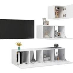 Meubles Tv-vidaXL Ensemble de meubles TV 4 pcs Bois d'ingénierie Blanc
