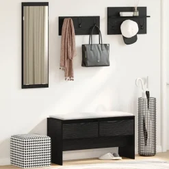 vidaXL Ensemble de meubles d'entrée 4 pcs Chêne noir Bois d'ingénierie