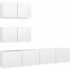 Meubles Tv-vidaXL Ensemble de meubles TV 4 pcs Bois d'ingénierie Blanc
