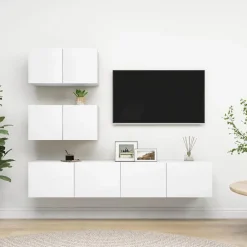 Meubles Tv-vidaXL Ensemble de meubles TV 4 pcs Bois d'ingénierie Blanc