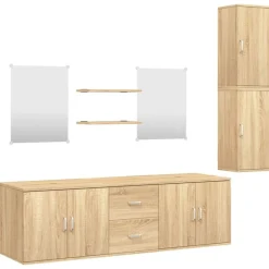 Ensembles De Meubles-vidaXL Ensemble de meubles salle de bain 7 pcs chêne bois d'ingénierie Ch&ecirc;ne