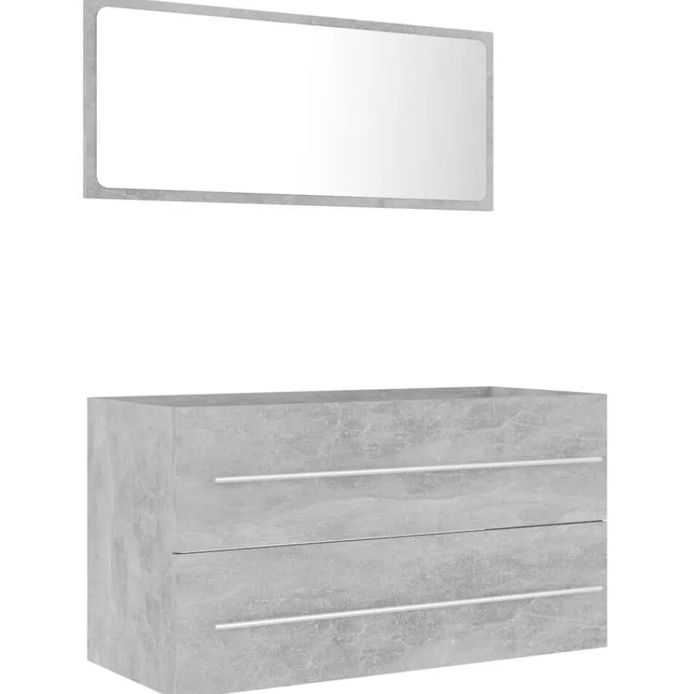 Ensembles De Meubles-vidaXL Ensemble de meubles de salle de bain 2 pcs Aggloméré Gris béton