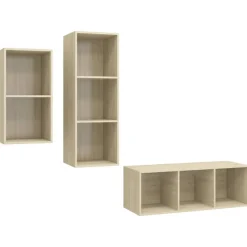 Meubles Tv-vidaXL Ensemble de meubles TV 3 pcs Chêne sonoma Bois d'ingénierie Ch&ecirc;ne sonoma