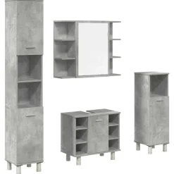 Ensembles De Meubles-vidaXL Ensemble de meubles de salle de bain 4 pcs Gris béton