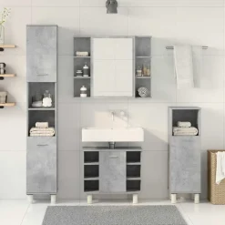 Ensembles De Meubles-vidaXL Ensemble de meubles de salle de bain 4 pcs Gris béton