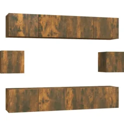 Meubles Tv-vidaXL Ensemble de meubles TV 6 pcs Chêne fumé Bois d'ingénierie Chêne fumé
