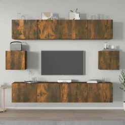 Meubles Tv-vidaXL Ensemble de meubles TV 6 pcs Chêne fumé Bois d'ingénierie Ch&ecirc;ne fumé