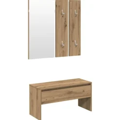 Bancs-vidaXL Ensemble de meubles de couloir chêne artisanal bois ingénierie ch&ecirc;ne artisanal