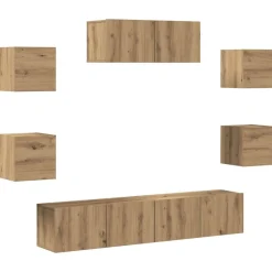 Meubles Tv-vidaXL Ensemble de meuble TV mural 7 pcs chêne artisanal ch&ecirc;ne artisanal