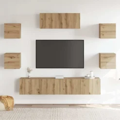 Meubles Tv-vidaXL Ensemble de meuble TV mural 7 pcs chêne artisanal ch&ecirc;ne artisanal