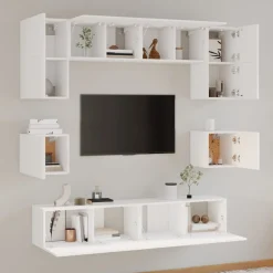 Meubles Tv-vidaXL Ensemble de meubles TV 8 pcs Bois d'ingénierie Blanc