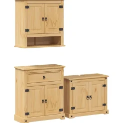 vidaXL Ensemble de meubles salle de bain 3 pcs Corona bois pin massif