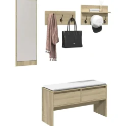 vidaXL Ensemble de meubles de couloir 4 pcs chêne sonoma
